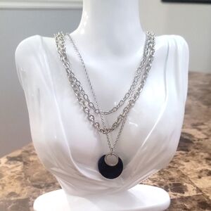 14th & Union Silver Layered Necklace with Blue Pendant